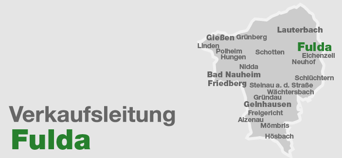 Gebietskarte der Regionen der Verkaufsleitung Fulda