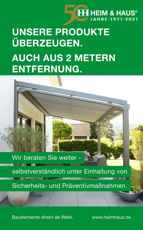 HEIM & HAUS Facebook Posting mit Terrassendach 