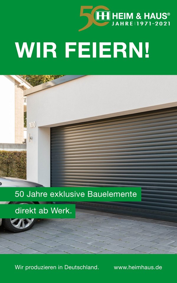 HEIM & HAUS Facebook Posting: Wir feiern 50 Jahre mit Garagentor