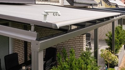 Markisenwächter Markise auf Terrassendach mit Wetterwächter
