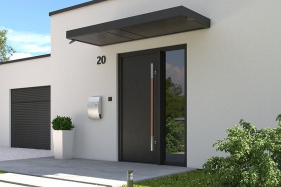 dunkles Vordach aus Aluminium