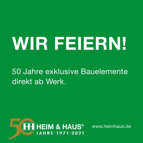 HEIM & HAUS Instagramposting mit einer Schrift auf grünem Untergrund