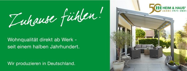 HEIM & HAUS Facebook Posting: zuhause fühlen mit einem Terrassendach