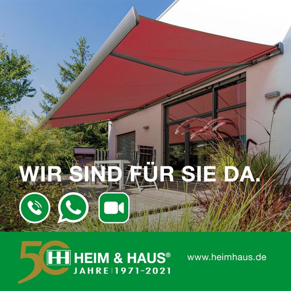 HEIM & HAUS Instagram Posting mit einer roten Markise