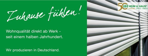 HEIM & HAUS Facebook Titelbild mit halb geöffnetem Rollladen