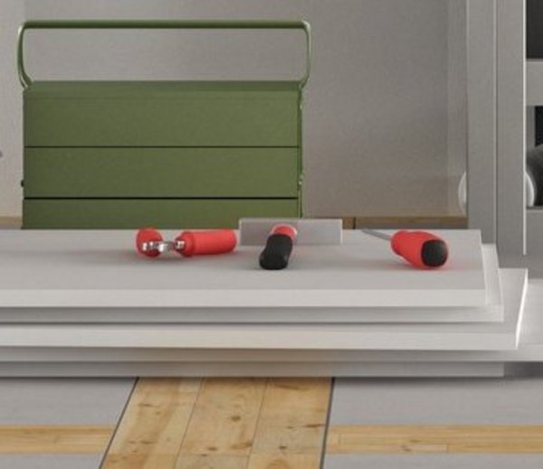 Dämmung der Geschossdecke für Energieeinsparung Dämmplatten mit Werkzeug