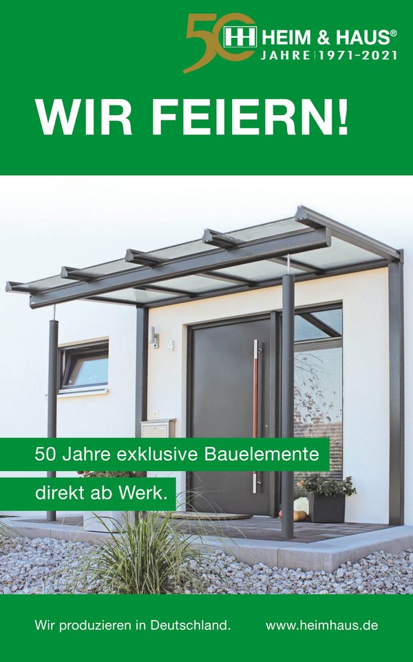 HEIM & HAUS Facebook Posting mit Haustür samt Vordach
