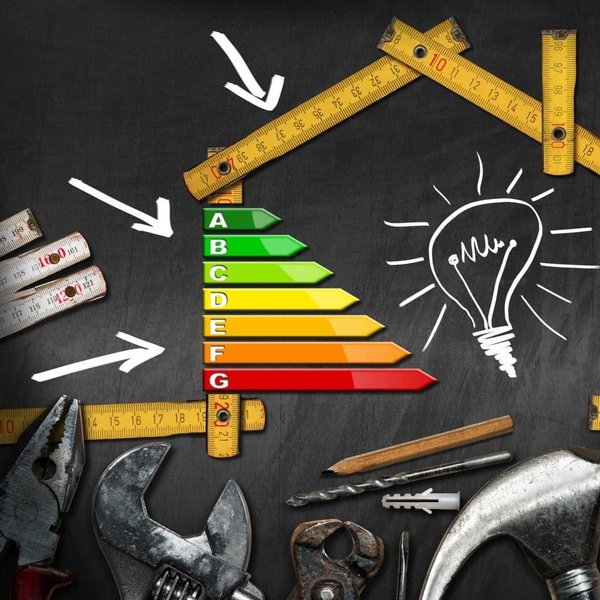 Energetische Sanierungsmaßnahmen Graphik Energieeffizienz und Werkzeuge