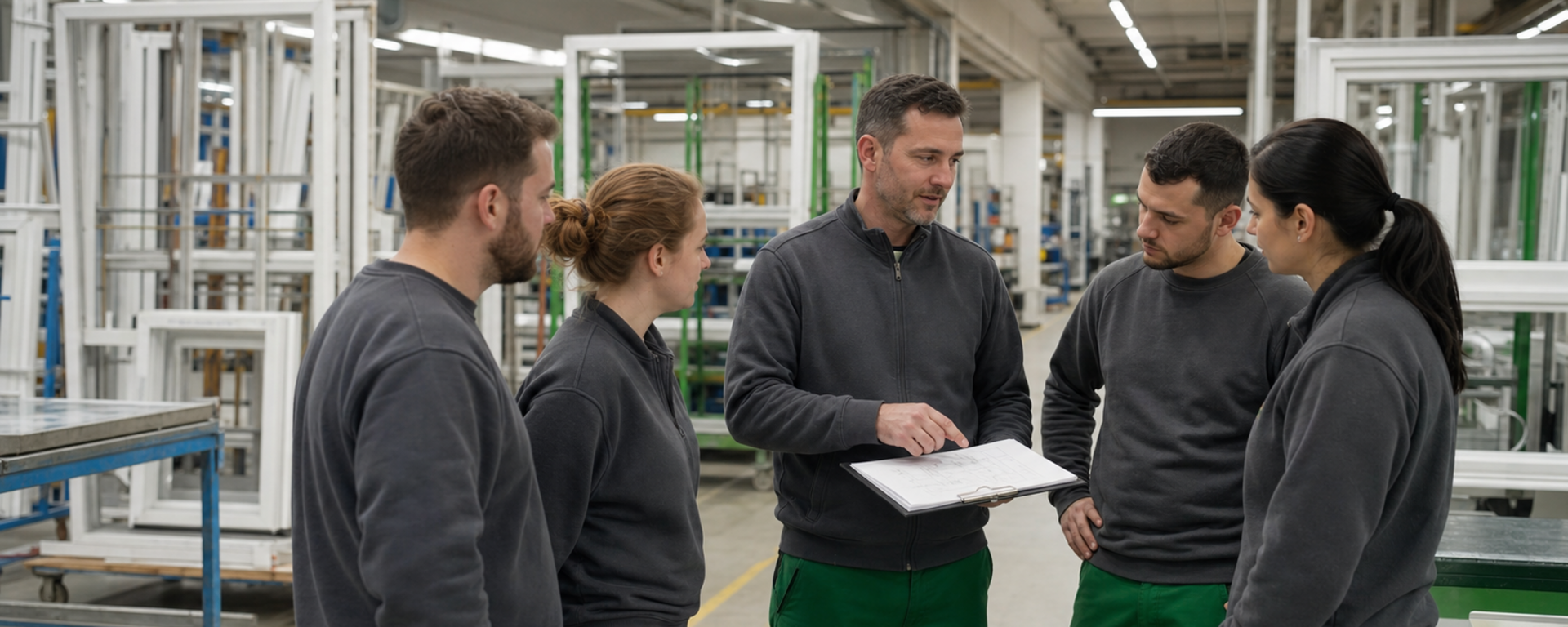 HEIM & HAUS Team in Produktion - Teamleiter und Mitarbeiter bei Kunststofffenster und Haustüren Herstellung in Auerbach