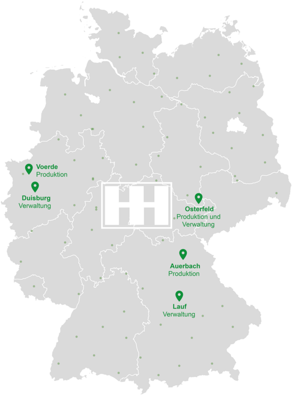 HEIM & HAUS Standorte auf einer Deutschlandkarte
