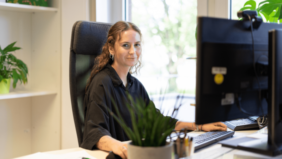 HEIM & HAUS Stock Material für eine junge kaufmännische Arbeiterin am PC